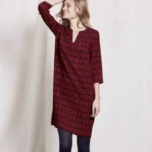 Boden Easy Notch Tunic Dress Shift size 10R Red And Navy Women's